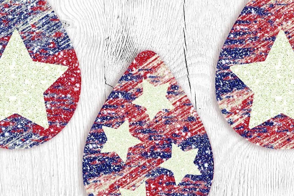 Σετ των 3 Intra απο ξύλο plywood 3mm-4mm πάχος – Patriotic Teardrop Earrings Sublimation Δίασταση  5x5 cm INTRAFABR-31113485