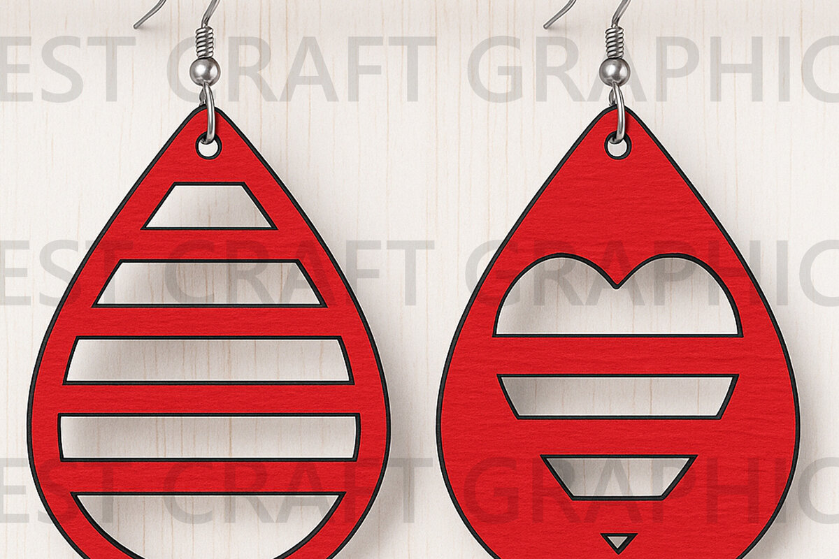 Σετ των 3 Intra απο ξύλο plywood 3mm-4mm πάχος – Patriotic Teardrop Earrings Δίασταση  5x5 cm INTRAFABR-122656087