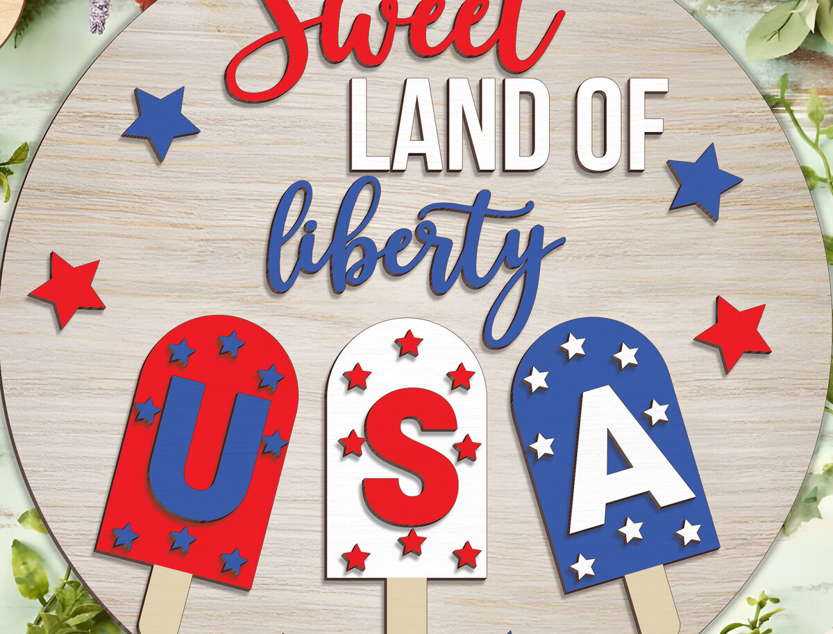 Σετ των 2 Intra απο ξύλο plywood 3mm-4mm πάχος – Patriotic Welcome Sign - Break Jhon Δίασταση  40x30 cm INTRAFABR-95129482