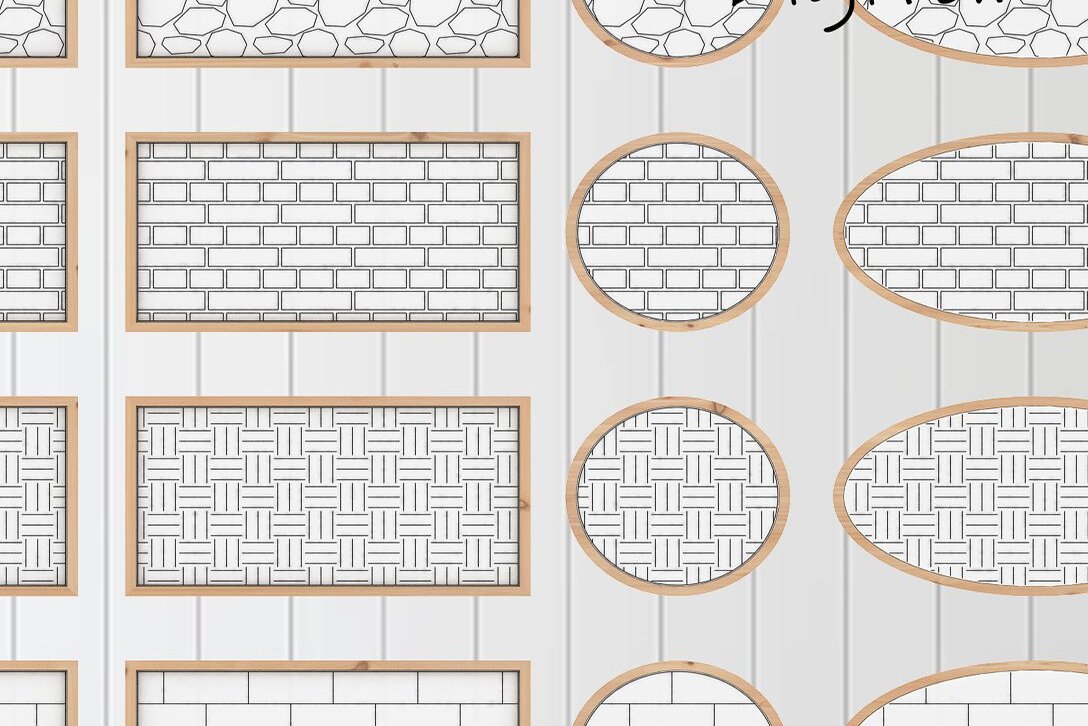 Σετ των 2 Intra απο ξύλο plywood 3mm-4mm πάχος – Μοτίβο για Glowforge Brelm Gravel Brick Δίασταση  20x20 cm INTRAFABR-37054153