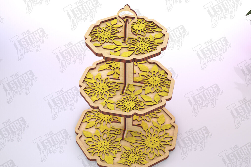 Σετ των 2 Intra απο ξύλο plywood 3mm-4mm πάχος – Μοτίβο κλιμακωτός δίσκος κοπής με λέιζερ | Αρχείο CNC Δίασταση  20x20 cm INTRAFABR-121427660