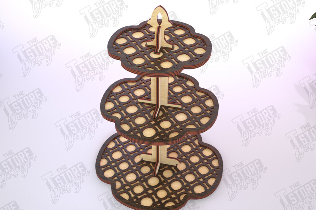 Σετ των 2 Intra απο ξύλο plywood 3mm-4mm πάχος – Μοτίβο κλιμακωτός δίσκος κοπής με λέιζερ | Αρχείο CNC Δίασταση  20x20 cm INTRAFABR-121427668