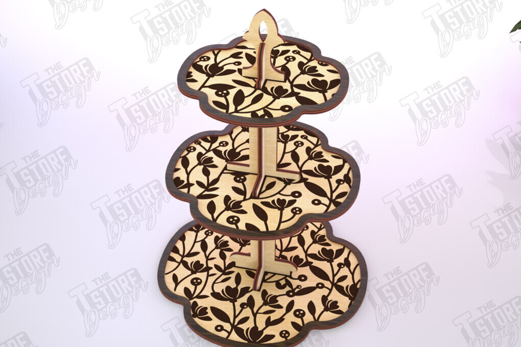 Σετ των 2 Intra απο ξύλο plywood 3mm-4mm πάχος – Μοτίβο κλιμακωτός δίσκος κοπής με λέιζερ | Κουζίνα Δίασταση  20x20 cm INTRAFABR-121895289