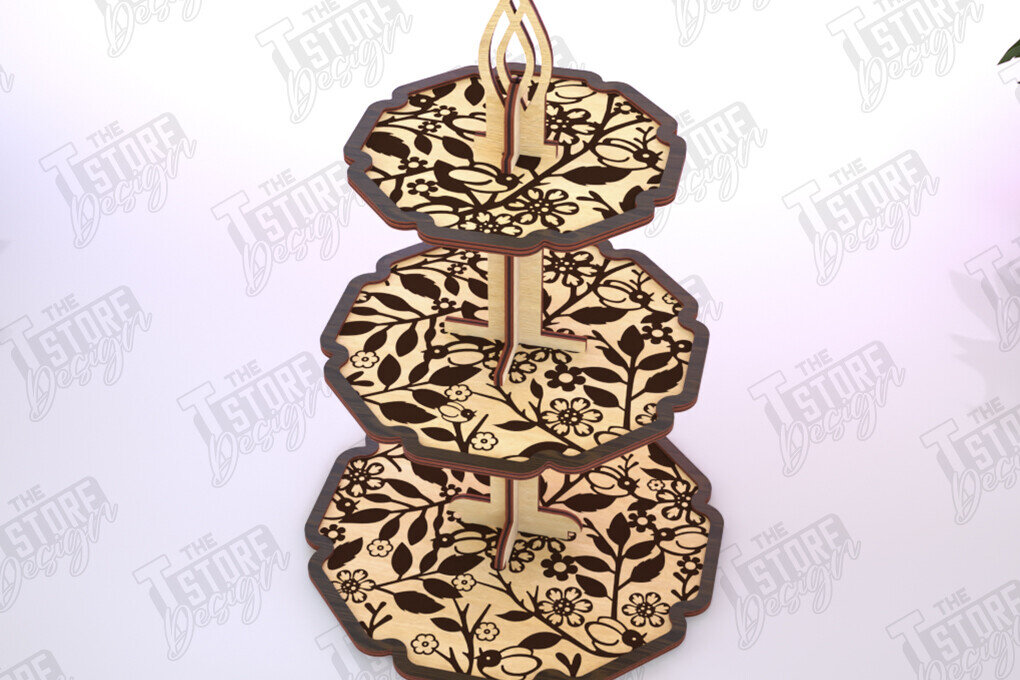 Σετ των 2 Intra απο ξύλο plywood 3mm-4mm πάχος – Μοτίβο κλιμακωτός δίσκος κοπής με λέιζερ | Κουζίνα Δίασταση  20x20 cm INTRAFABR-121895291