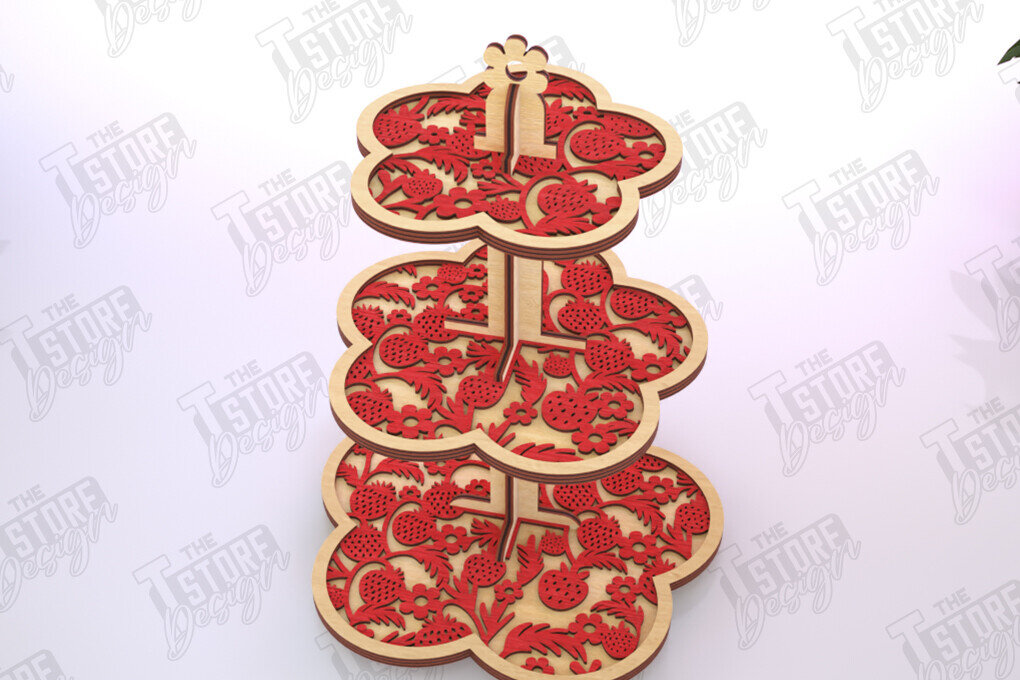 Σετ των 2 Intra απο ξύλο plywood 3mm-4mm πάχος – Μοτίβο κλιμακωτός δίσκος κοπής με λέιζερ | Κουζίνα Δίασταση  20x20 cm INTRAFABR-121895296