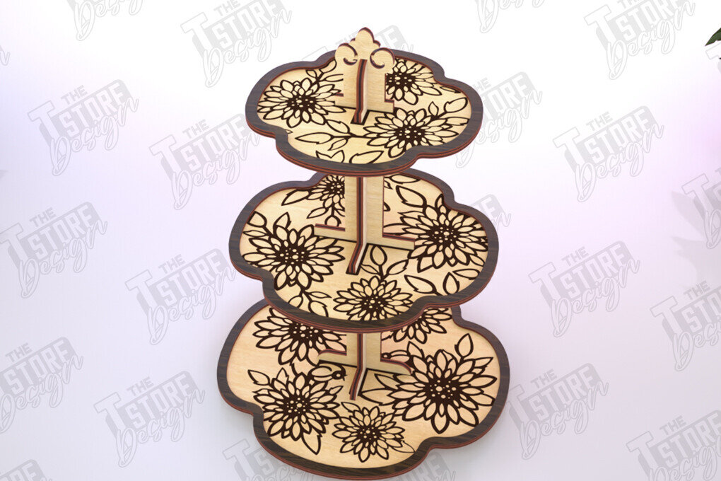 Σετ των 2 Intra απο ξύλο plywood 3mm-4mm πάχος – Μοτίβο κλιμακωτός δίσκος κοπής με λέιζερ | Κουζίνα Δίασταση  20x20 cm INTRAFABR-121895300