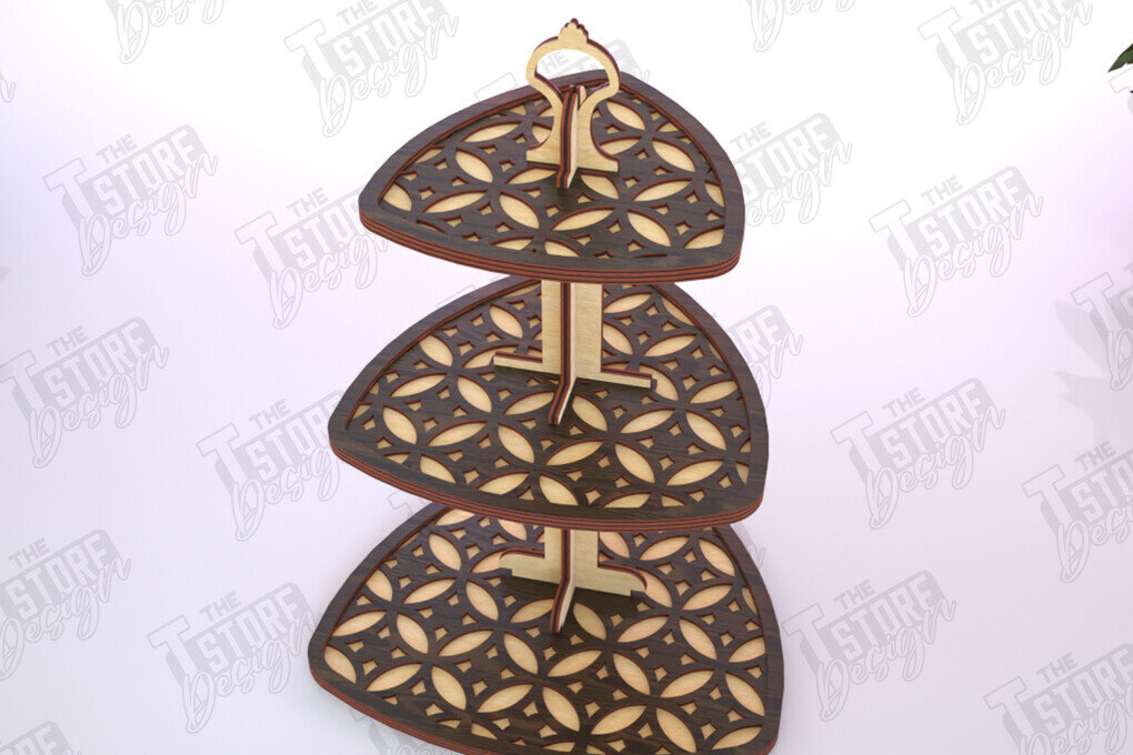 Σετ των 2 Intra απο ξύλο plywood 3mm-4mm πάχος – Μοτίβο κλιμακωτός δίσκος κοπής με λέιζερ | Κουζίνα Δίασταση  20x20 cm INTRAFABR-121895287