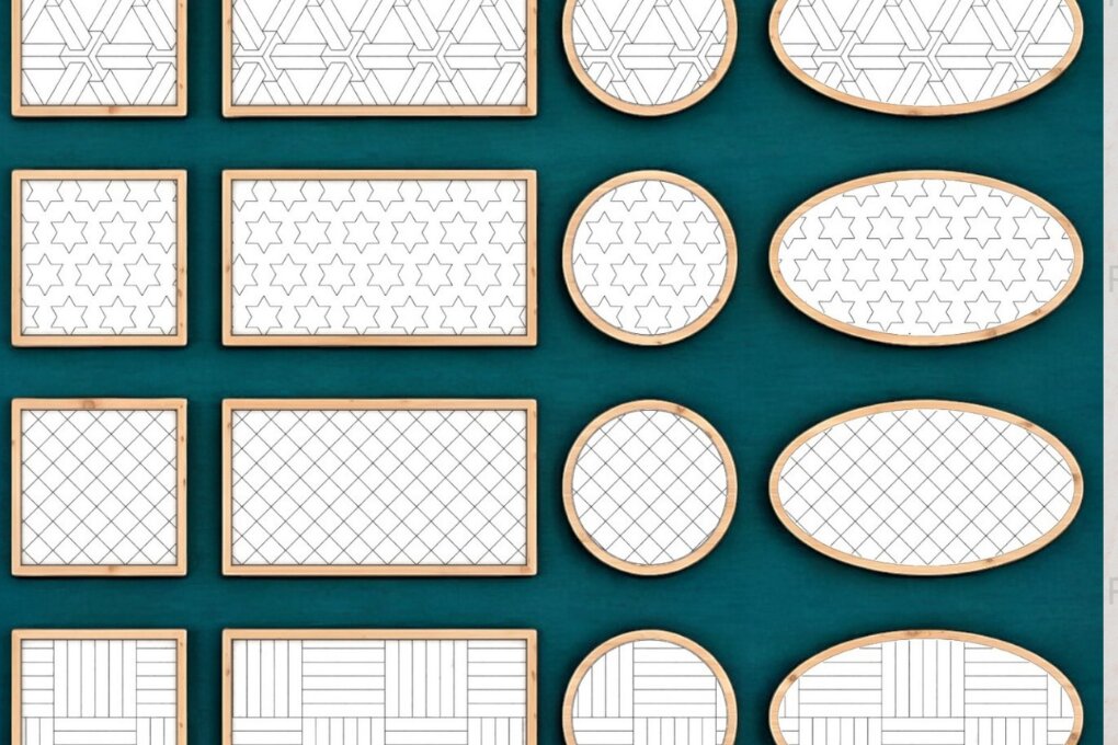 Σετ των 2 Intra απο ξύλο plywood 3mm-4mm πάχος – Σετ πλαισίων με σχέδια 233 Δίασταση  20x20 cm INTRAFABR-118582532