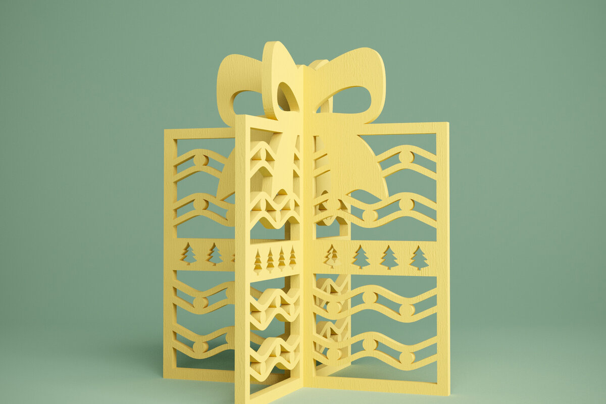 Σετ των 2 Intra απο ξύλο plywood 3mm-4mm πάχος – Μοτίβα κοπής με λέιζερ. 3D μόνιμο παρόν Δίασταση  20x20 cm INTRAFABR-81905459