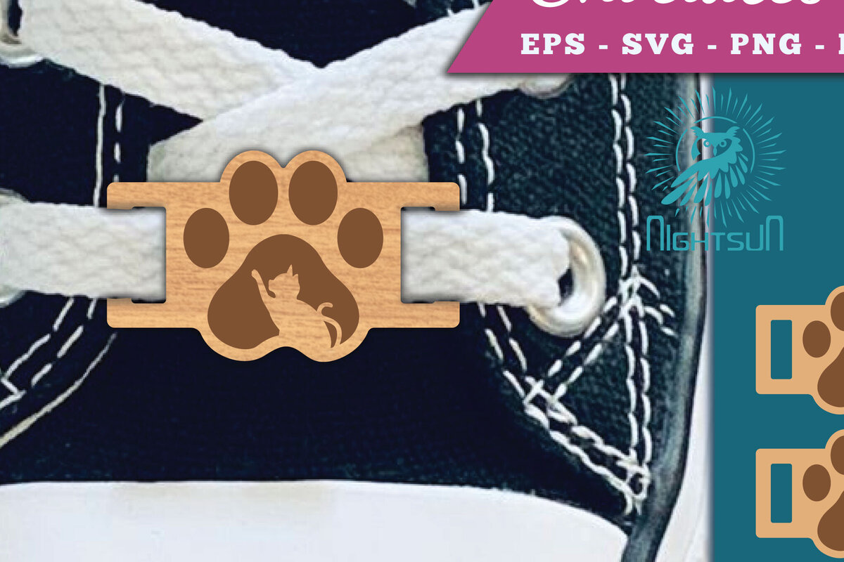 Σετ των 2 Intra απο ξύλο plywood 3mm-4mm πάχος – Κορδόνια παπουτσιών Paw Cat Tags Δίασταση  20x20 cm INTRAFABR-112295394