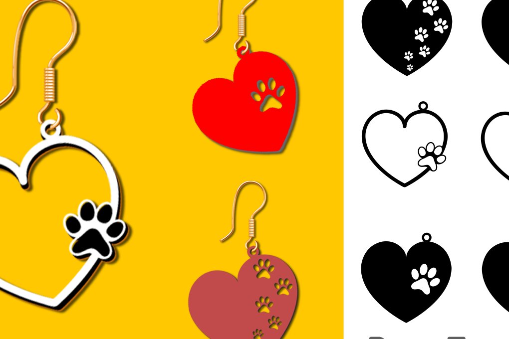 Σετ των 3 Intra απο ξύλο plywood 3mm-4mm πάχος – Paw Earrings, Dangle Earrings Δίασταση  5x5 cm INTRAFABR-63299909