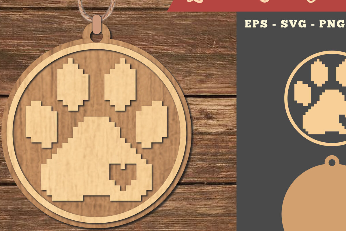 Σετ των 2 Intra απο ξύλο plywood 3mm-4mm πάχος – Στολίδι κοπής με λέιζερ ποδιών Δίασταση  20x20 cm INTRAFABR-111527174