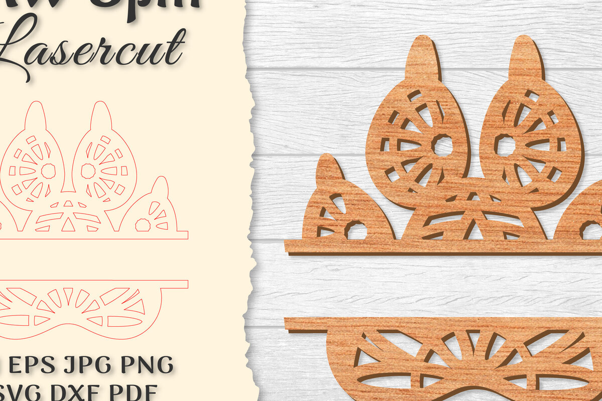 Σετ των 2 Intra απο ξύλο plywood 3mm-4mm πάχος – Paw Mandala Split Lasercut Δίασταση  20x20 cm INTRAFABR-121333832