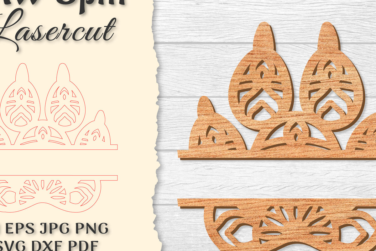Σετ των 2 Intra απο ξύλο plywood 3mm-4mm πάχος – Paw Mandala Split Lasercut Δίασταση  20x20 cm INTRAFABR-121333979