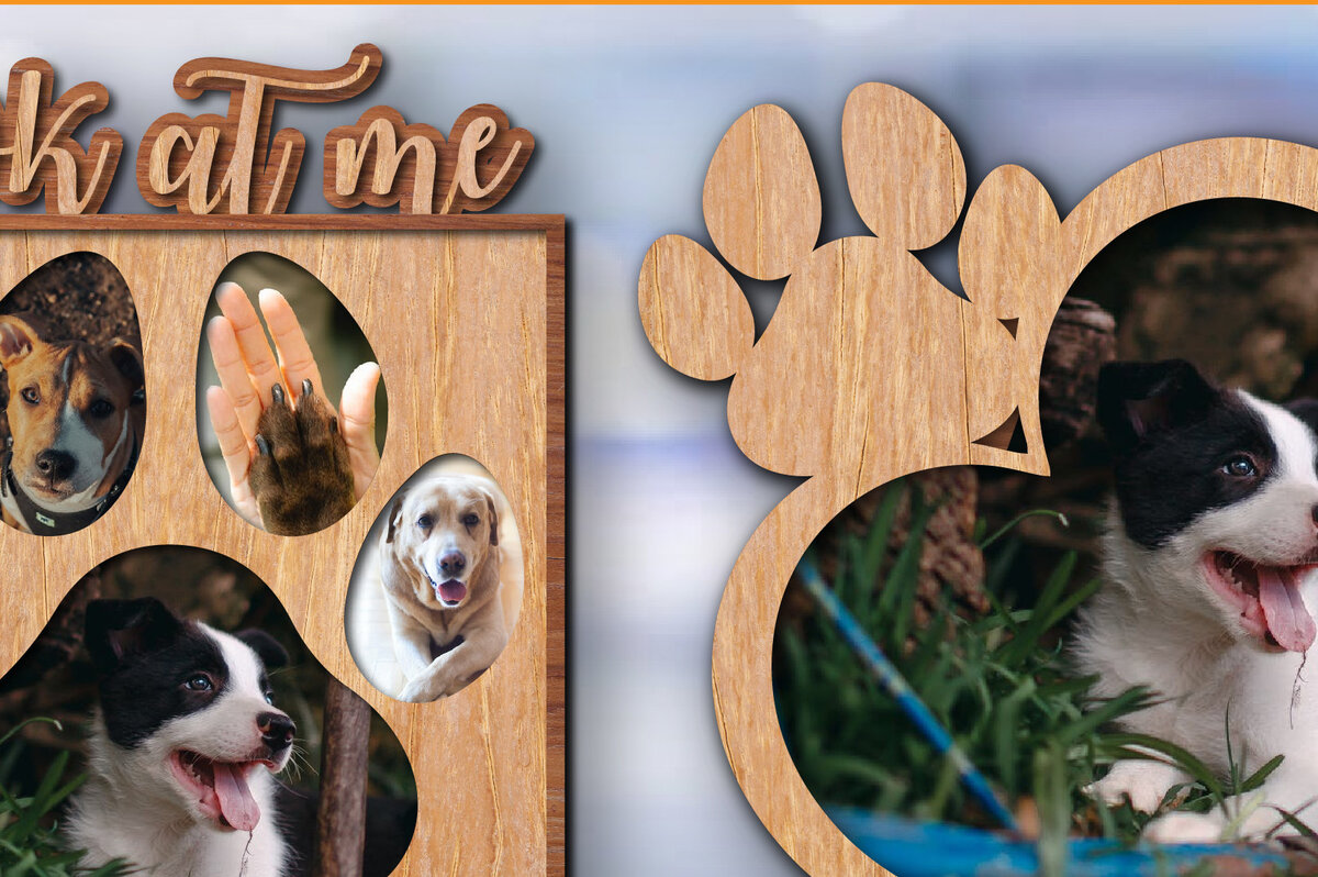 Intra απο ξύλο plywood 3mm-4mm πάχος – Paw Multilayer Photo Frame Σετ 2 τεμαχίων Δίασταση  45x45 cm INTRAFABR-25854299