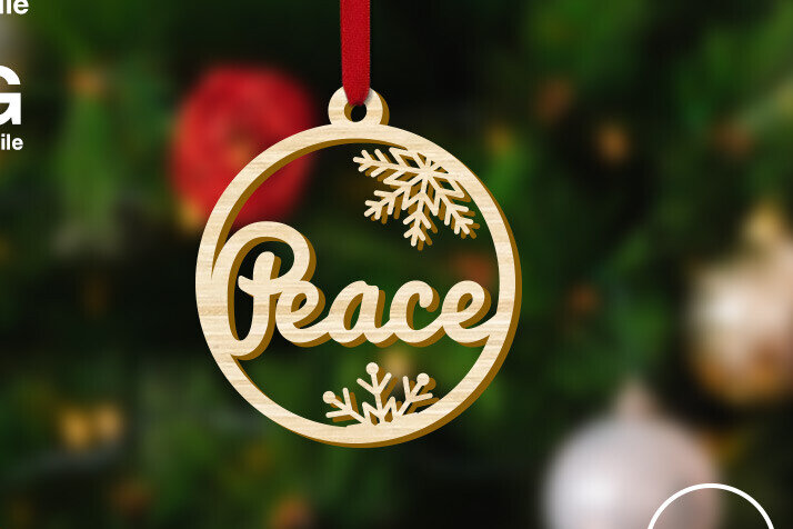 Σετ των 2 Intra απο ξύλο plywood 3mm-4mm πάχος – Στολίδι για το χριστουγεννιάτικο δέντρο της Ειρήνης Δίασταση  20x20 cm INTRAFABR-79823993