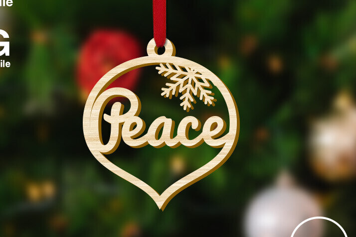 Σετ των 2 Intra απο ξύλο plywood 3mm-4mm πάχος – Στολίδι για το χριστουγεννιάτικο δέντρο της Ειρήνης Δίασταση  20x20 cm INTRAFABR-79536612