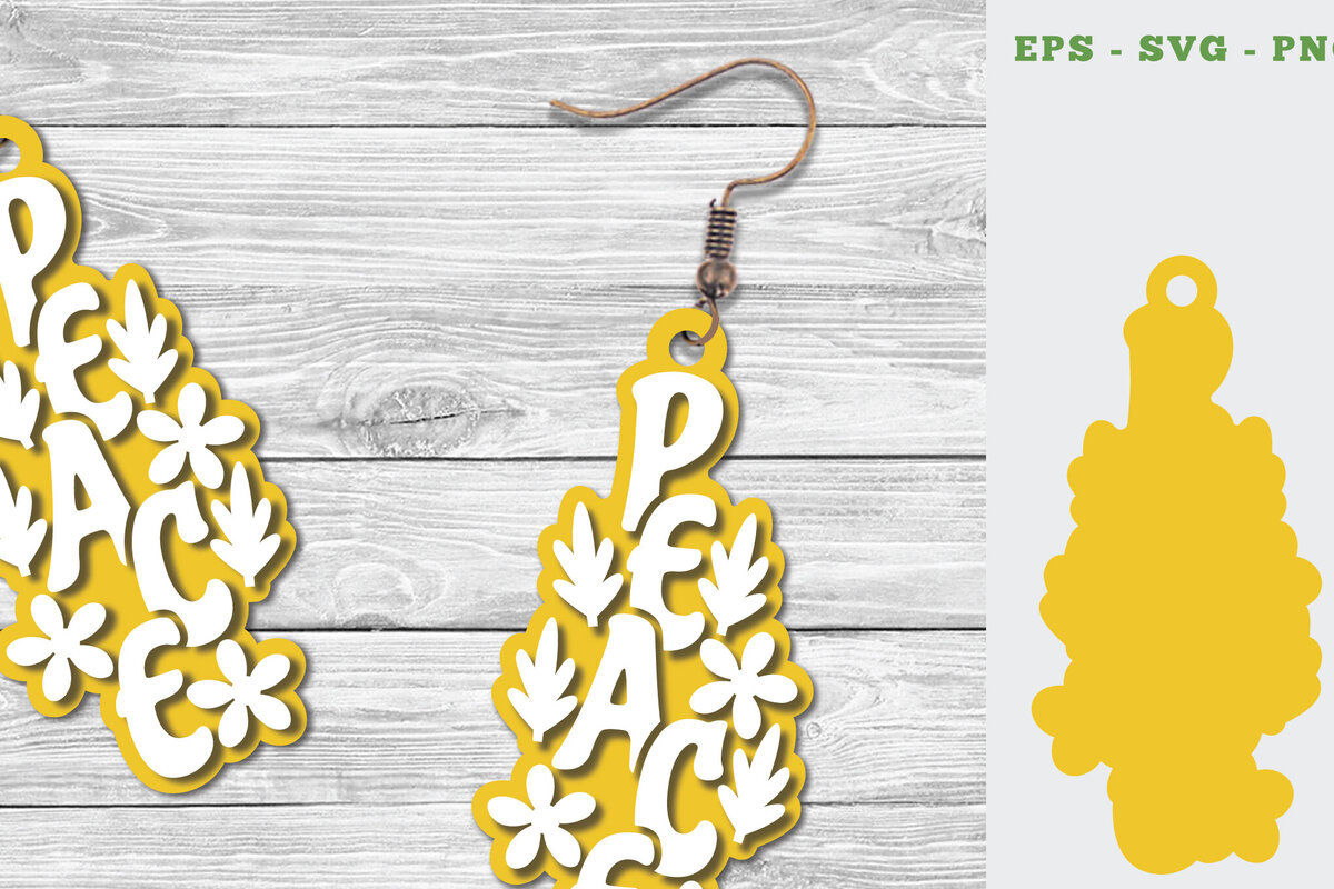 Σετ των 3 Intra απο ξύλο plywood 3mm-4mm πάχος – Σκουλαρίκια Peace Δίασταση  5x5 cm INTRAFABR-111527128