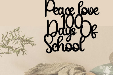 Σετ των 2 Intra απο ξύλο plywood 3mm-4mm πάχος – Peace Love 100 Days of School Laser Δίασταση  20x20 cm INTRAFABR-88233969