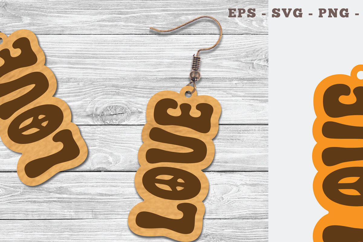 Σετ των 3 Intra απο ξύλο plywood 3mm-4mm πάχος – Σκουλαρίκια Peace Love Δίασταση  5x5 cm INTRAFABR-107201531