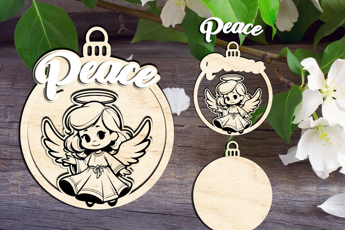 Σετ των 2 Intra απο ξύλο plywood 3mm-4mm πάχος – Στολίδι Ειρήνης Δίασταση  20x20 cm INTRAFABR-110422376