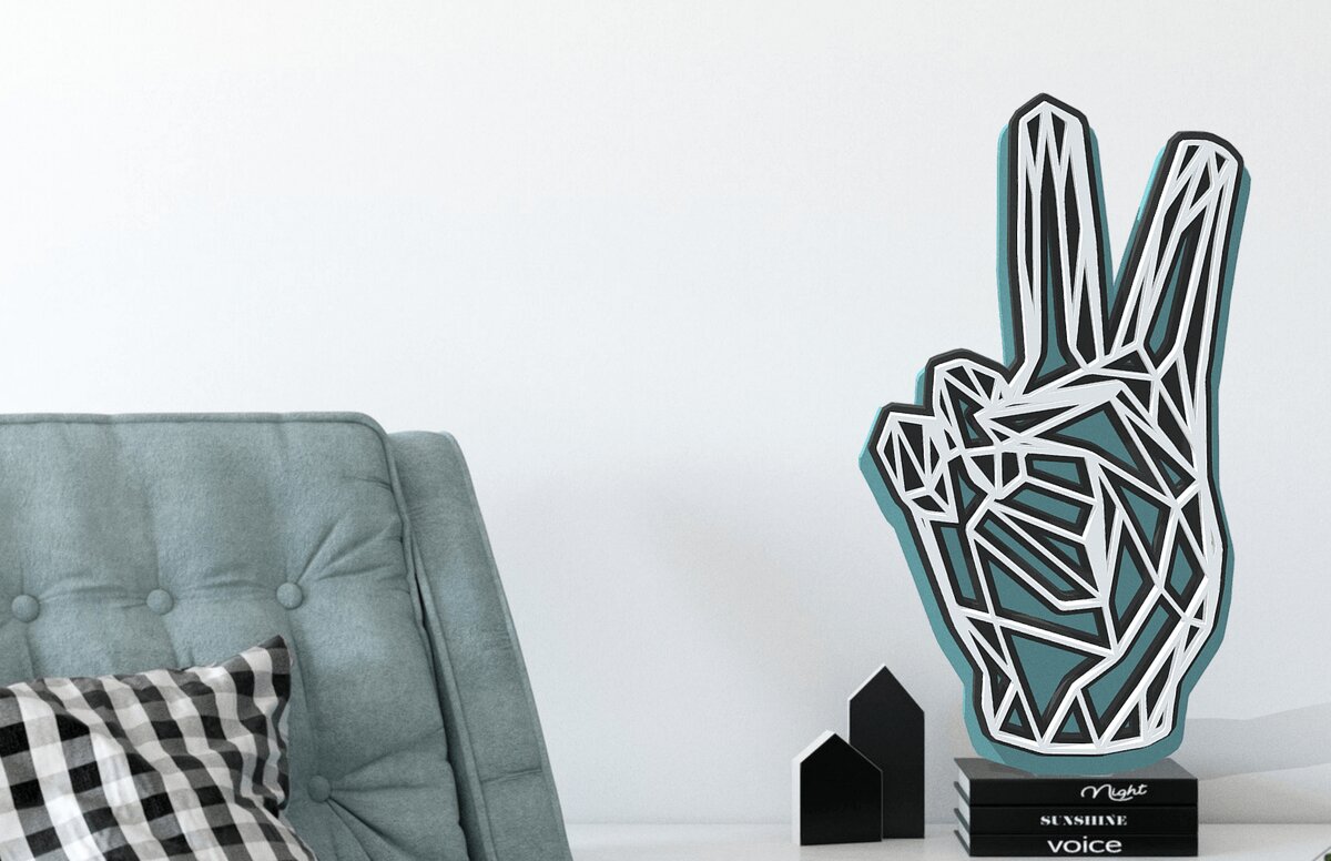 Intra απο ξύλο plywood 3mm-4mm πάχος – Peace Sign 3D Layered PDF Δίασταση  40x30 cm INTRAFABR-35546861