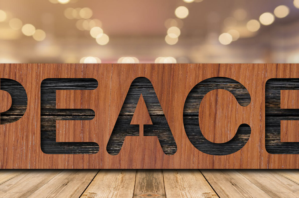 Σετ των 2 Intra απο ξύλο plywood 3mm-4mm πάχος – Πινακίδα ειρήνης κοπή λέιζερ 2 στρώσεων 3D Δίασταση  20x20 cm INTRAFABR-27124162