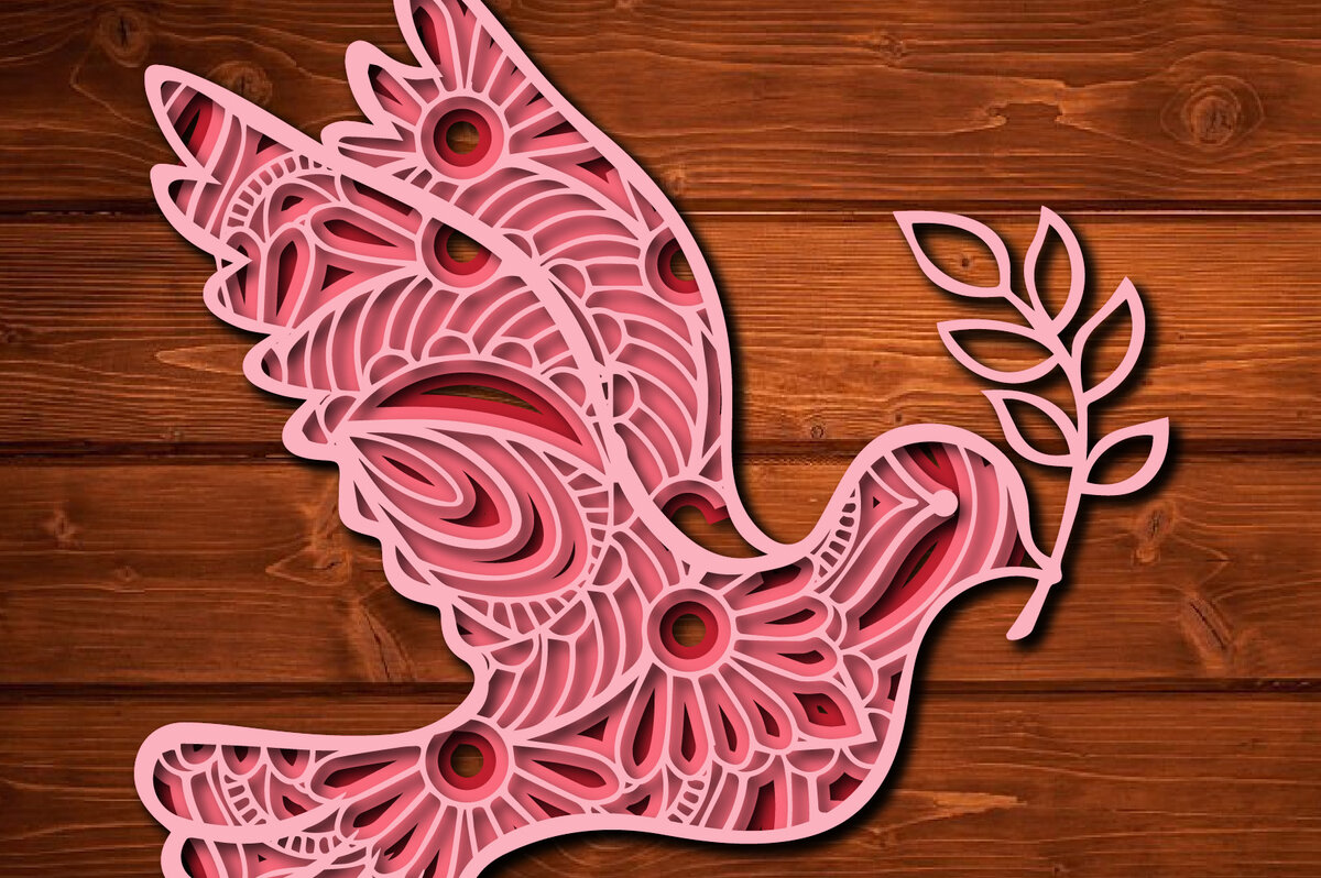 Intra απο ξύλο plywood 3mm-4mm πάχος – Αρχείο κοπής με λέιζερ Mandala Sign Peace Δίασταση  40x30 cm INTRAFABR-27123963