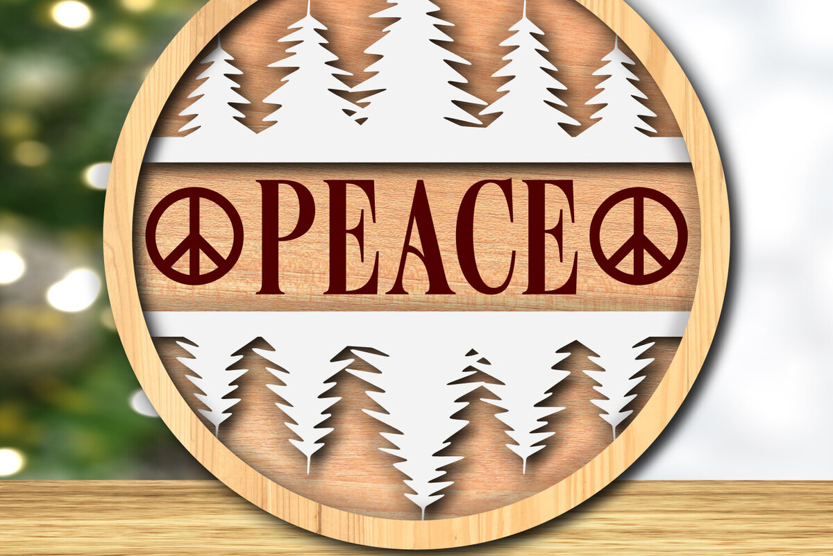 Σετ των 2 Intra απο ξύλο plywood 3mm-4mm πάχος – Ειρήνη -Χριστουγεννιάτικα θεματικά – Δίασταση  20x20 cm INTRAFABR-117895044