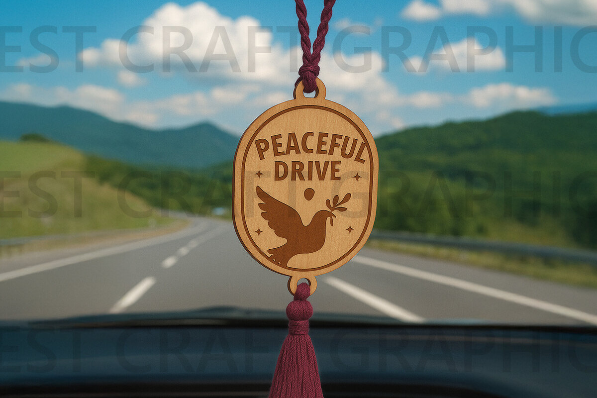 Σετ των 2 Intra απο ξύλο plywood 3mm-4mm πάχος – Peaceful Drive Hanger Car Δίασταση  20x20 cm INTRAFABR-124432907