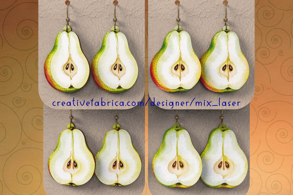 Σετ των 3 Intra απο ξύλο plywood 3mm-4mm πάχος – Σκουλαρίκια αχλάδι &amp; PNG Δίασταση  5x5 cm INTRAFABR-120548299