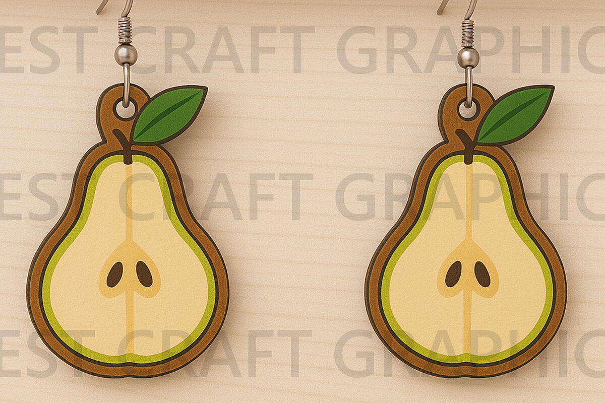 Σετ των 3 Intra απο ξύλο plywood 3mm-4mm πάχος – Σκουλαρίκια με φέτες αχλαδιού design Δίασταση  5x5 cm INTRAFABR-123671495