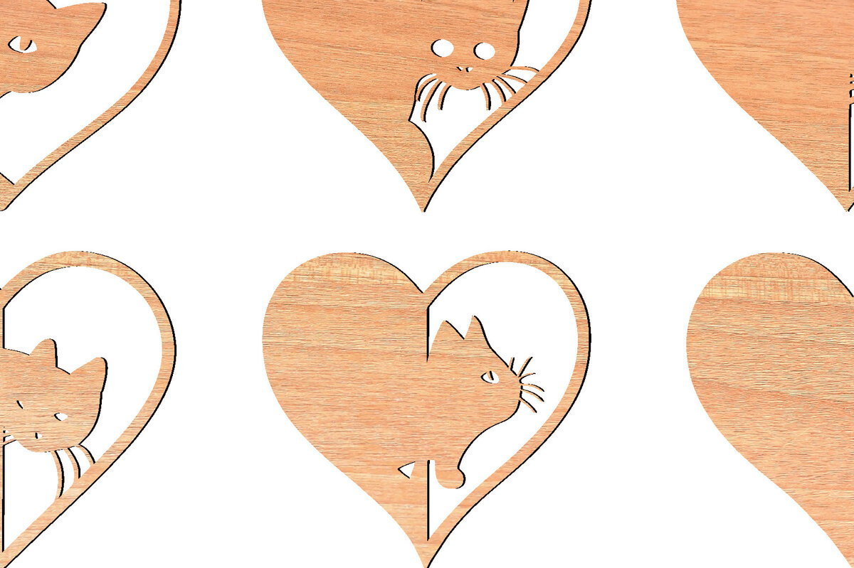 Σετ των 2 Intra απο ξύλο plywood 3mm-4mm πάχος – ΠακέτοPeeking Cat Δίασταση  20x20 cm INTRAFABR-63634257