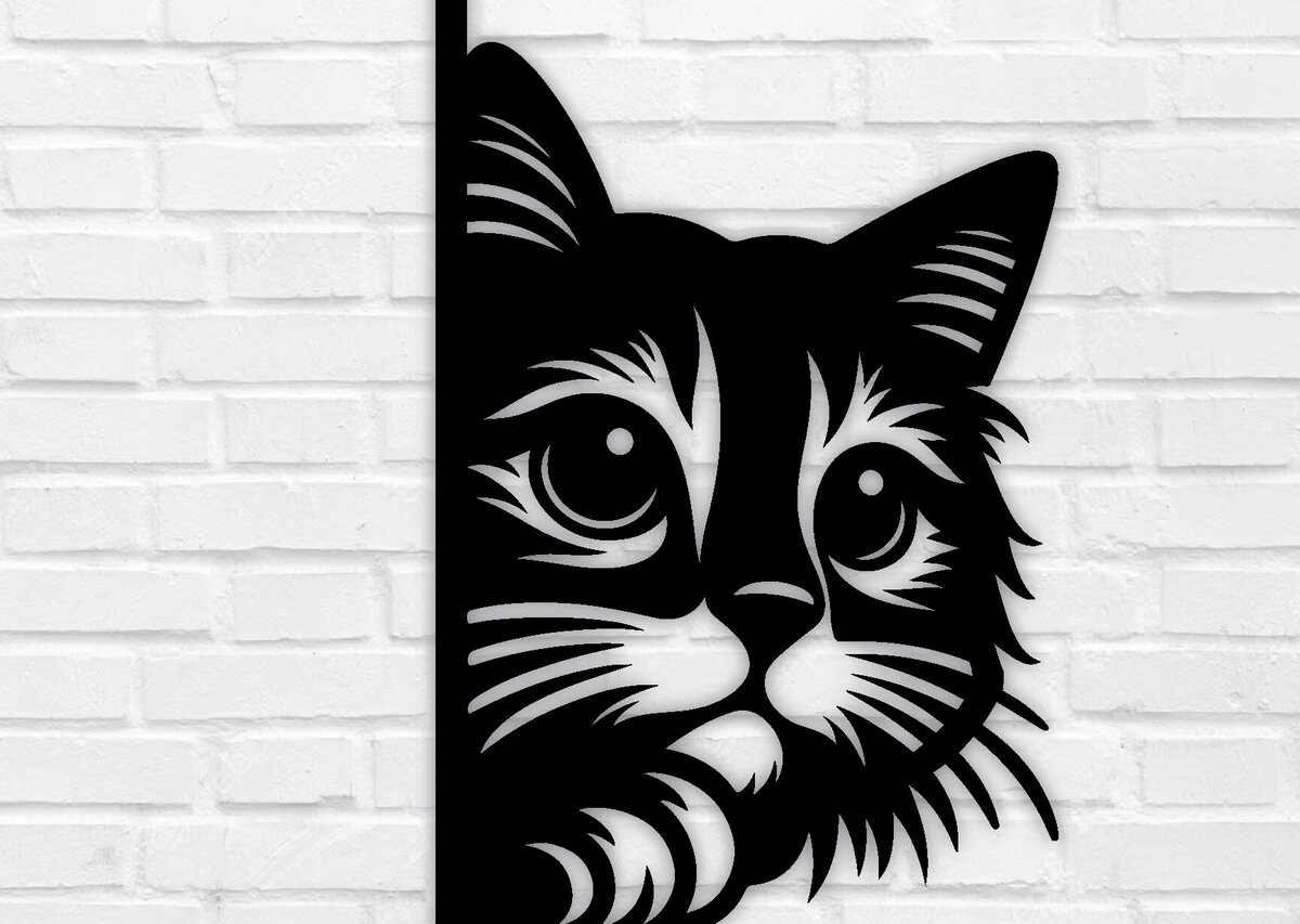 Σετ των 2 Intra απο ξύλο plywood 3mm-4mm πάχος – Peeking Cat Laser DXF Δίασταση  20x20 cm INTRAFABR-97327868