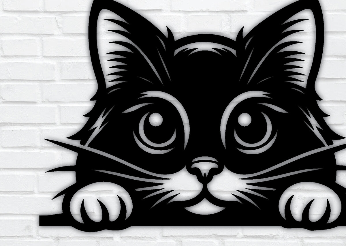 Σετ των 2 Intra απο ξύλο plywood 3mm-4mm πάχος – Peeking Cat Laser DXF Δίασταση  20x20 cm INTRAFABR-97328239