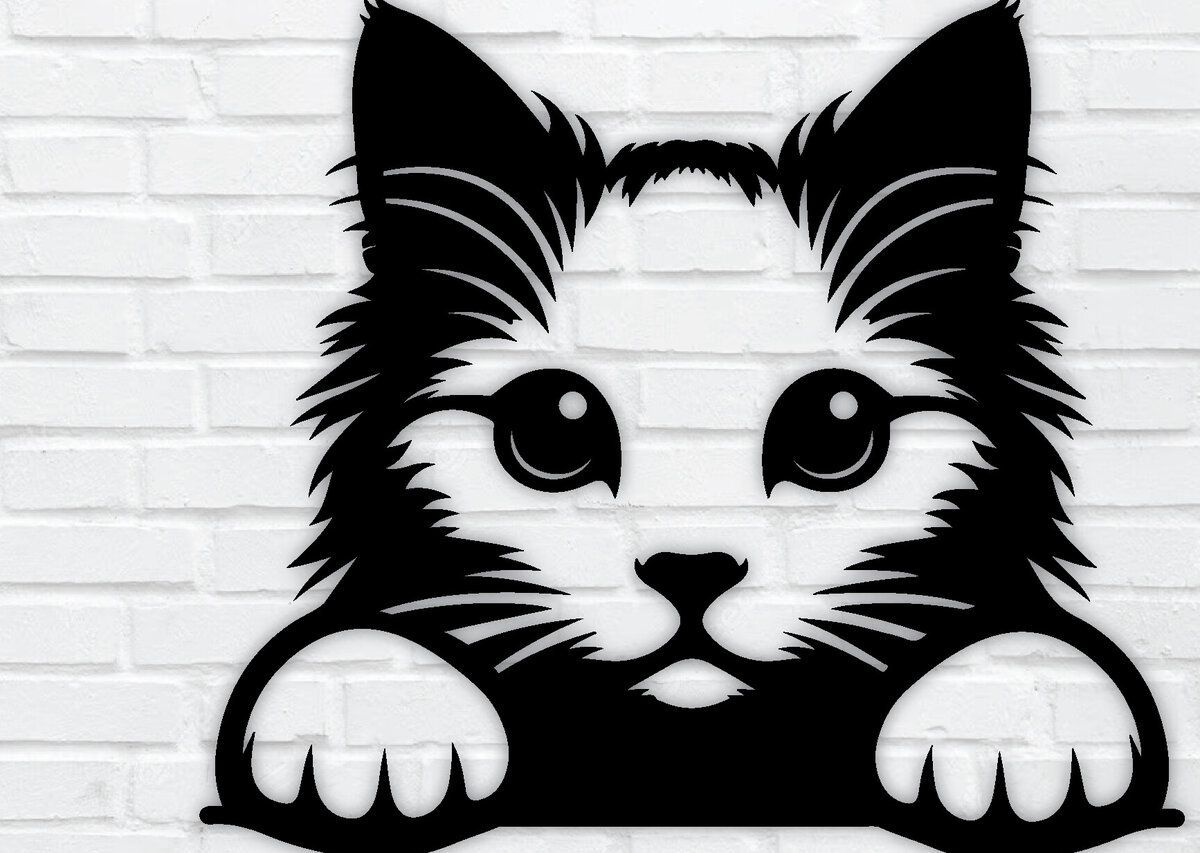 Σετ των 2 Intra απο ξύλο plywood 3mm-4mm πάχος – Peeking Cat Laser DXF Δίασταση  20x20 cm INTRAFABR-97328391