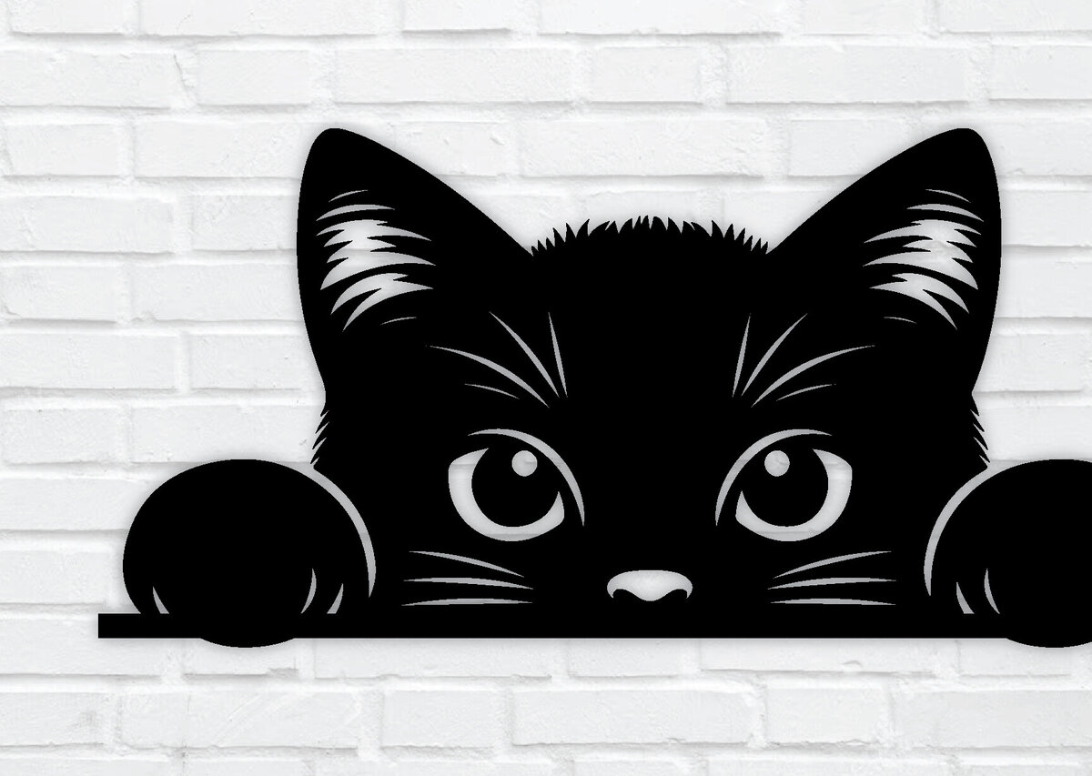 Σετ των 2 Intra απο ξύλο plywood 3mm-4mm πάχος – Peeking Cat Laser DXF Δίασταση  20x20 cm INTRAFABR-97328541