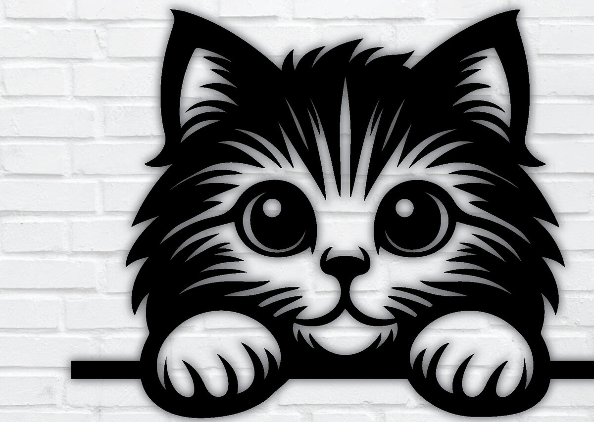 Σετ των 2 Intra απο ξύλο plywood 3mm-4mm πάχος – Peeking Cat Laser DXF Δίασταση  20x20 cm INTRAFABR-97327691