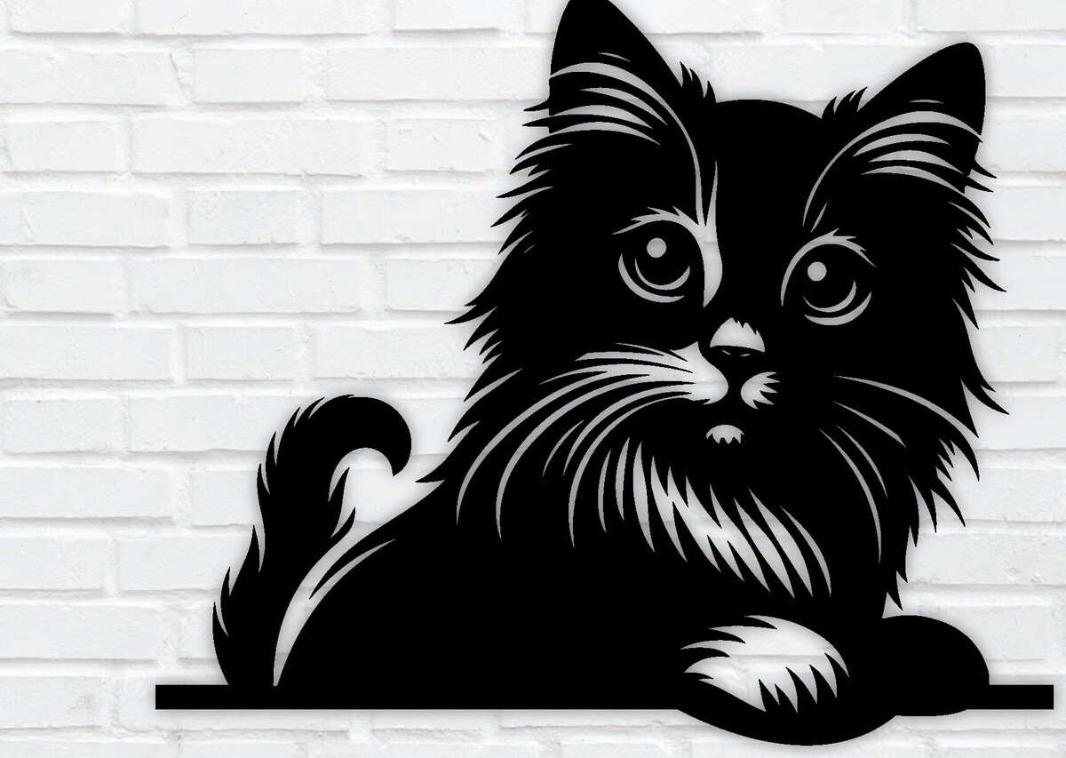 Σετ των 2 Intra απο ξύλο plywood 3mm-4mm πάχος – Peeking Cat Laser DXF, PNG Δίασταση  20x20 cm INTRAFABR-97328443