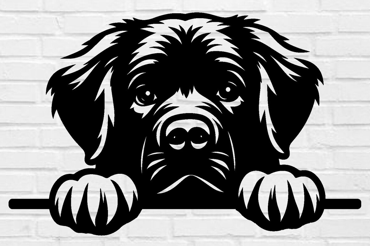 Σετ των 2 Intra απο ξύλο plywood 3mm-4mm πάχος – Αρχείο αποκοπής Laser Peeking Dog Δίασταση  20x20 cm INTRAFABR-97404089