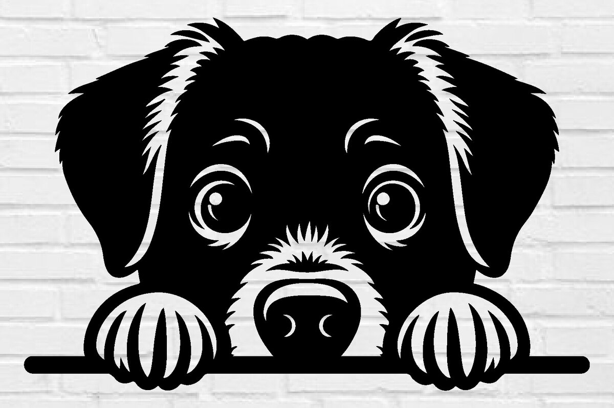 Σετ των 2 Intra απο ξύλο plywood 3mm-4mm πάχος – Αρχείο κοπής λέιζερ Peeking Dog DXF, PNG Δίασταση  20x20 cm INTRAFABR-97404330