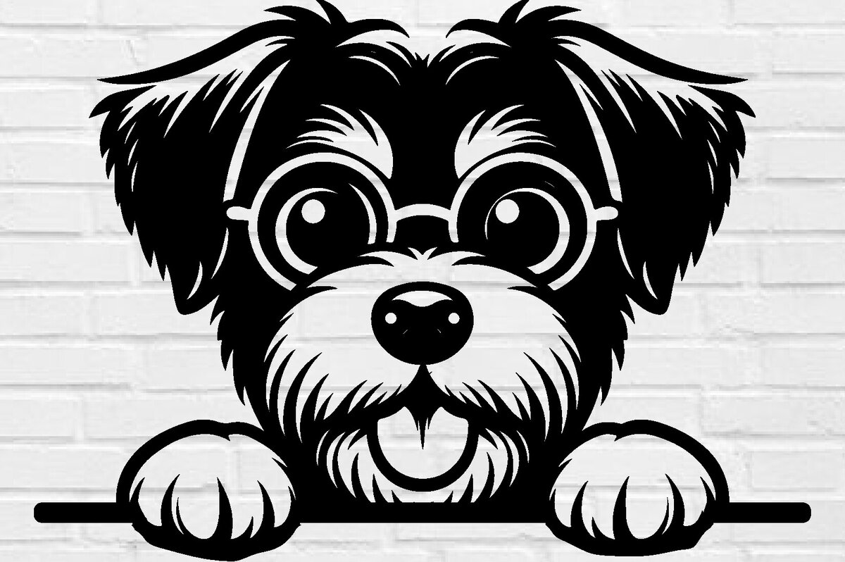 Σετ των 2 Intra απο ξύλο plywood 3mm-4mm πάχος – Αρχείο κοπής λέιζερ Peeking Dog DXF, PNG Δίασταση  20x20 cm INTRAFABR-97404141