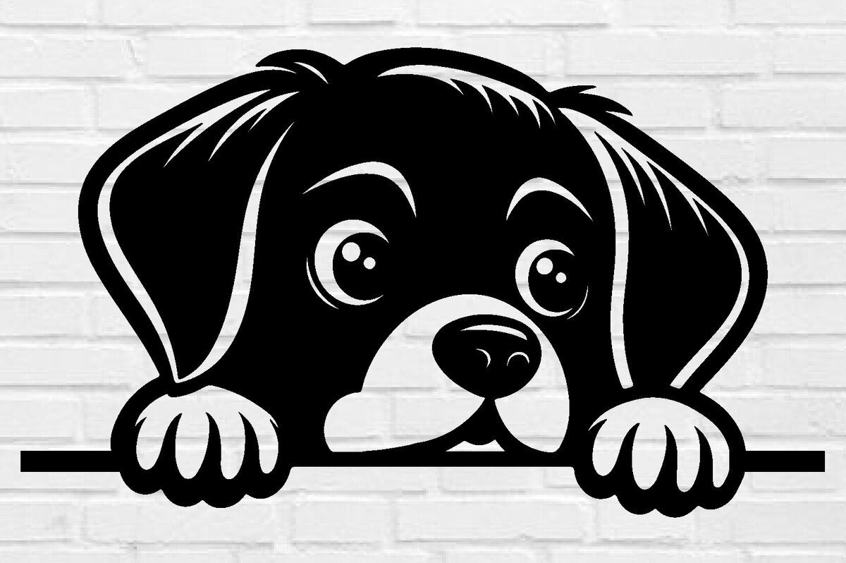 Σετ των 2 Intra απο ξύλο plywood 3mm-4mm πάχος – Αρχείο αποκοπής Laser Peeking Dog Δίασταση  20x20 cm INTRAFABR-97403485