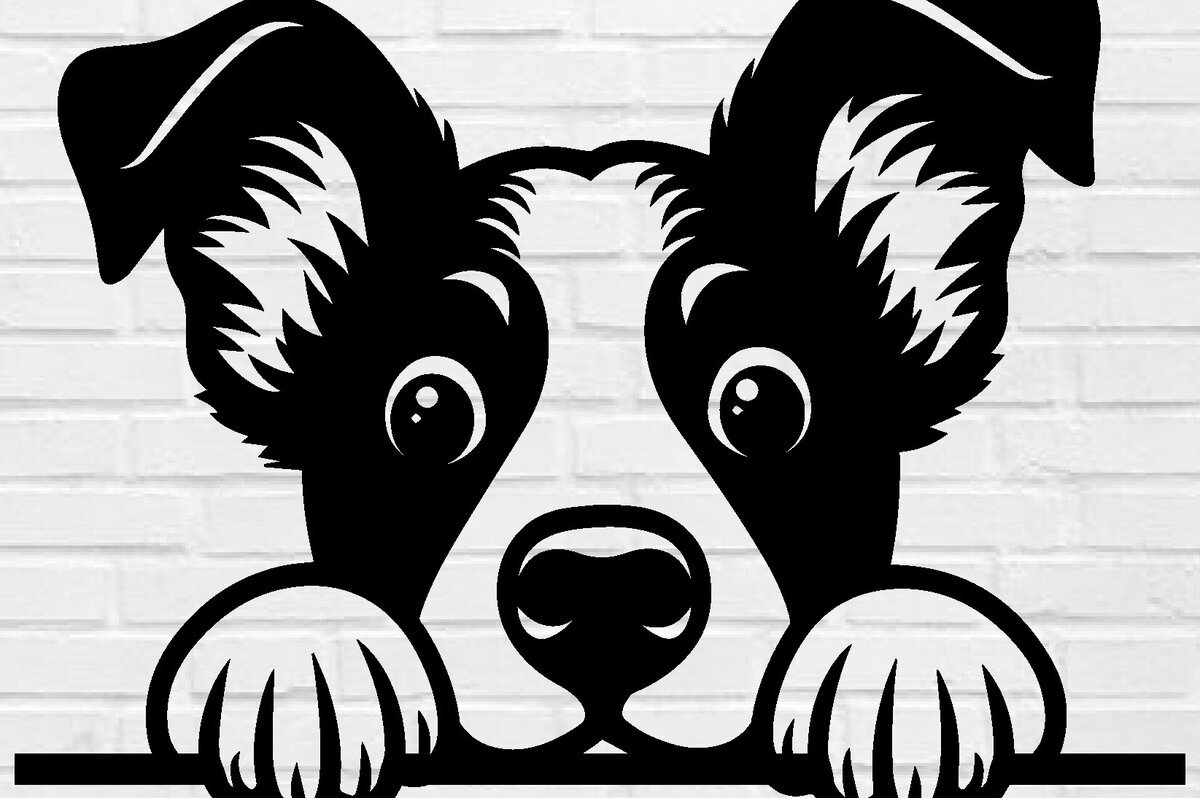 Σετ των 2 Intra απο ξύλο plywood 3mm-4mm πάχος – Peeking Dog Laser DXF, PNG Δίασταση  20x20 cm INTRAFABR-97403804