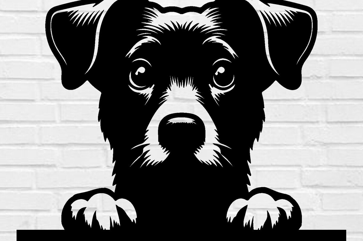 Σετ των 2 Intra απο ξύλο plywood 3mm-4mm πάχος – Peeking Dog Laser DXF, PNG Δίασταση  20x20 cm INTRAFABR-97403249