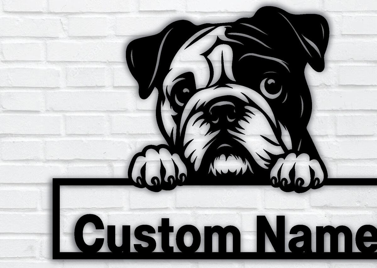 Σετ των 2 Intra απο ξύλο plywood 3mm-4mm πάχος – Πινακίδα με μεταλλικό όνομα Peeking Dog, Teelaunch Δίασταση  20x20 cm INTRAFABR-95099011