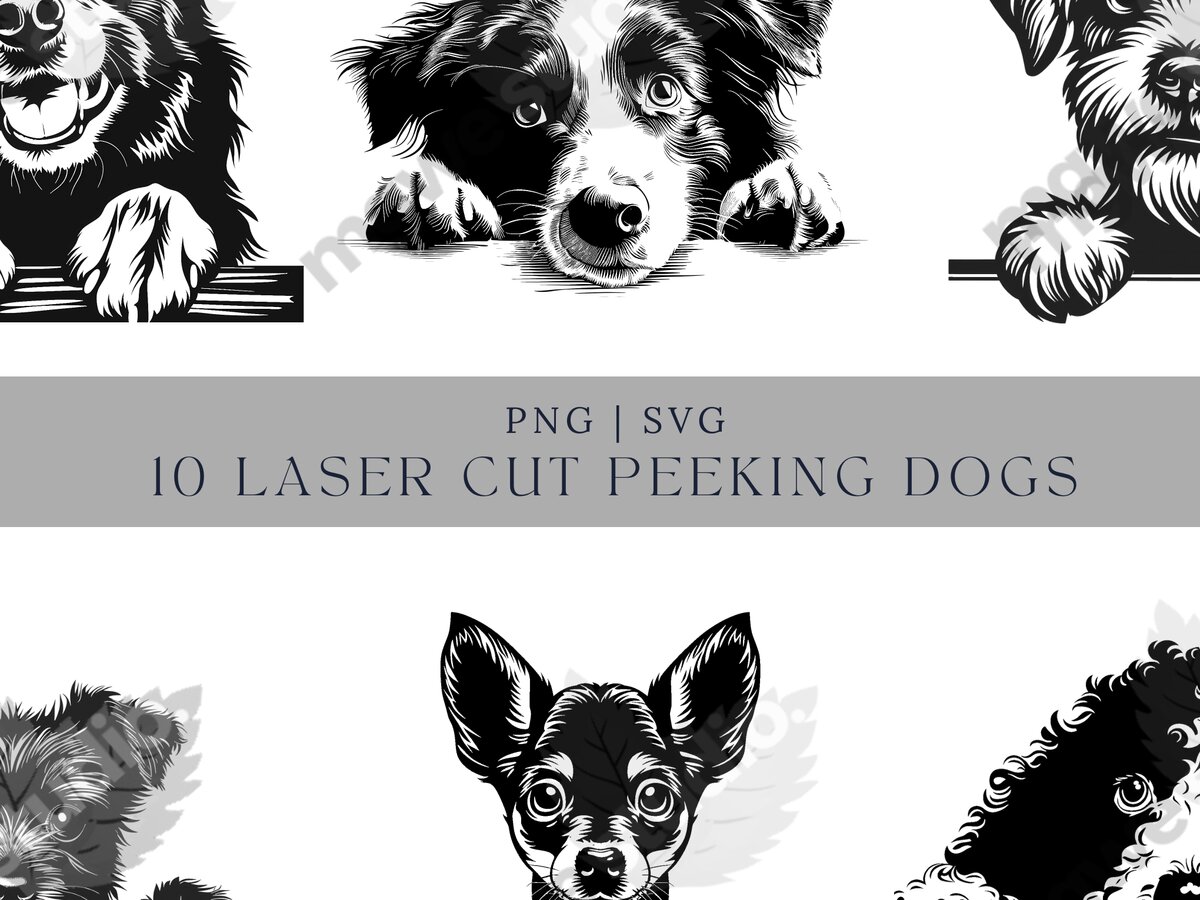 Σετ των 2 Intra απο ξύλο plywood 3mm-4mm πάχος – Πακέτο Peeking Dog Δίασταση  20x20 cm INTRAFABR-101501637