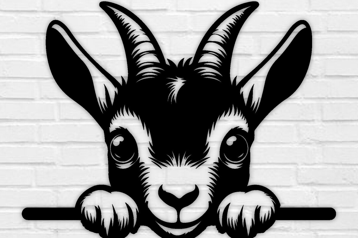 Σετ των 2 Intra απο ξύλο plywood 3mm-4mm πάχος – Peeking Goat Laser PNG Δίασταση  20x20 cm INTRAFABR-98692181