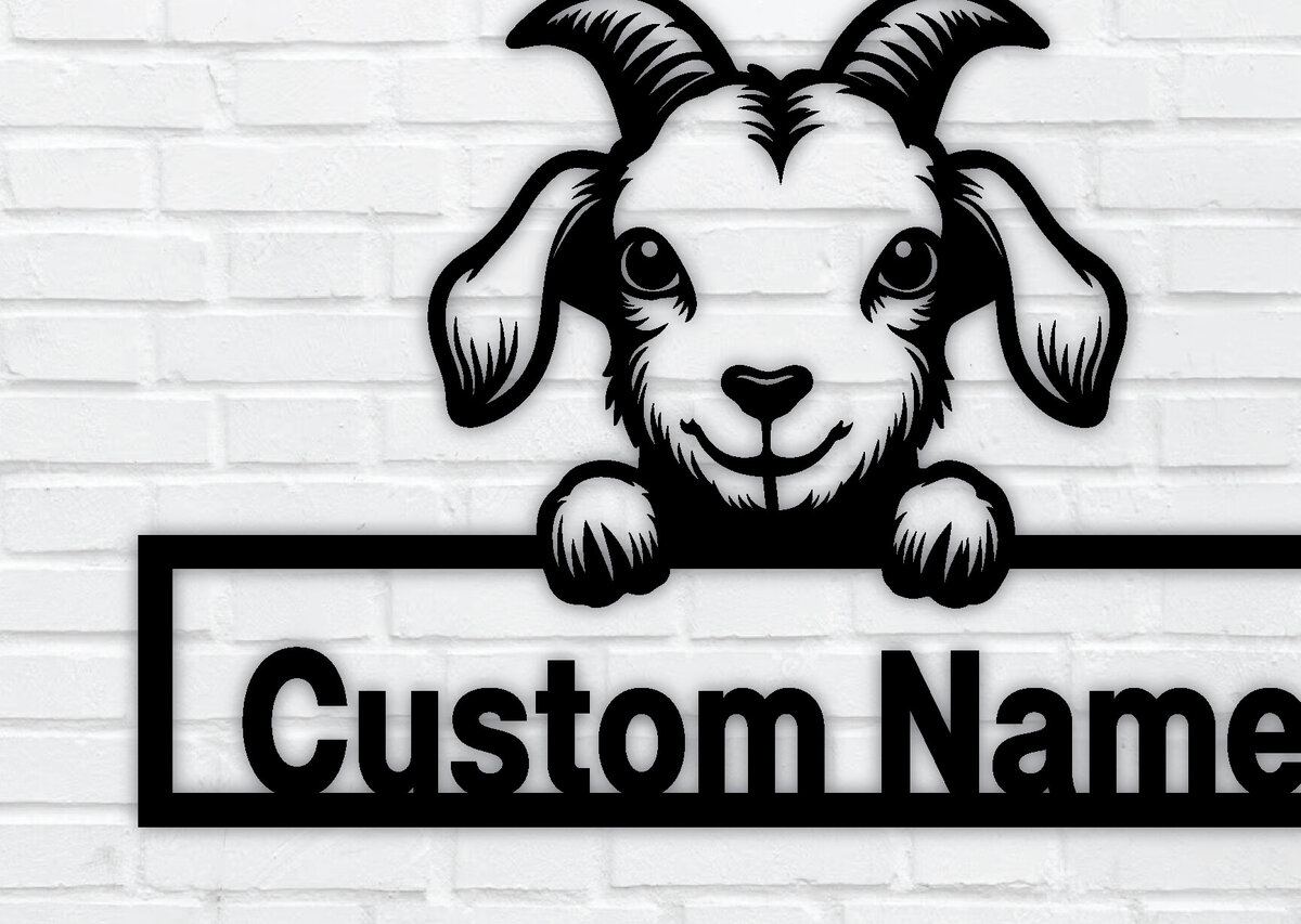 Σετ των 2 Intra απο ξύλο plywood 3mm-4mm πάχος – Κοπή λέιζερ με πινακίδα προσαρμοσμένης ονομασίας Peeking Goats Δίασταση  20x20 cm INTRAFABR-96480538