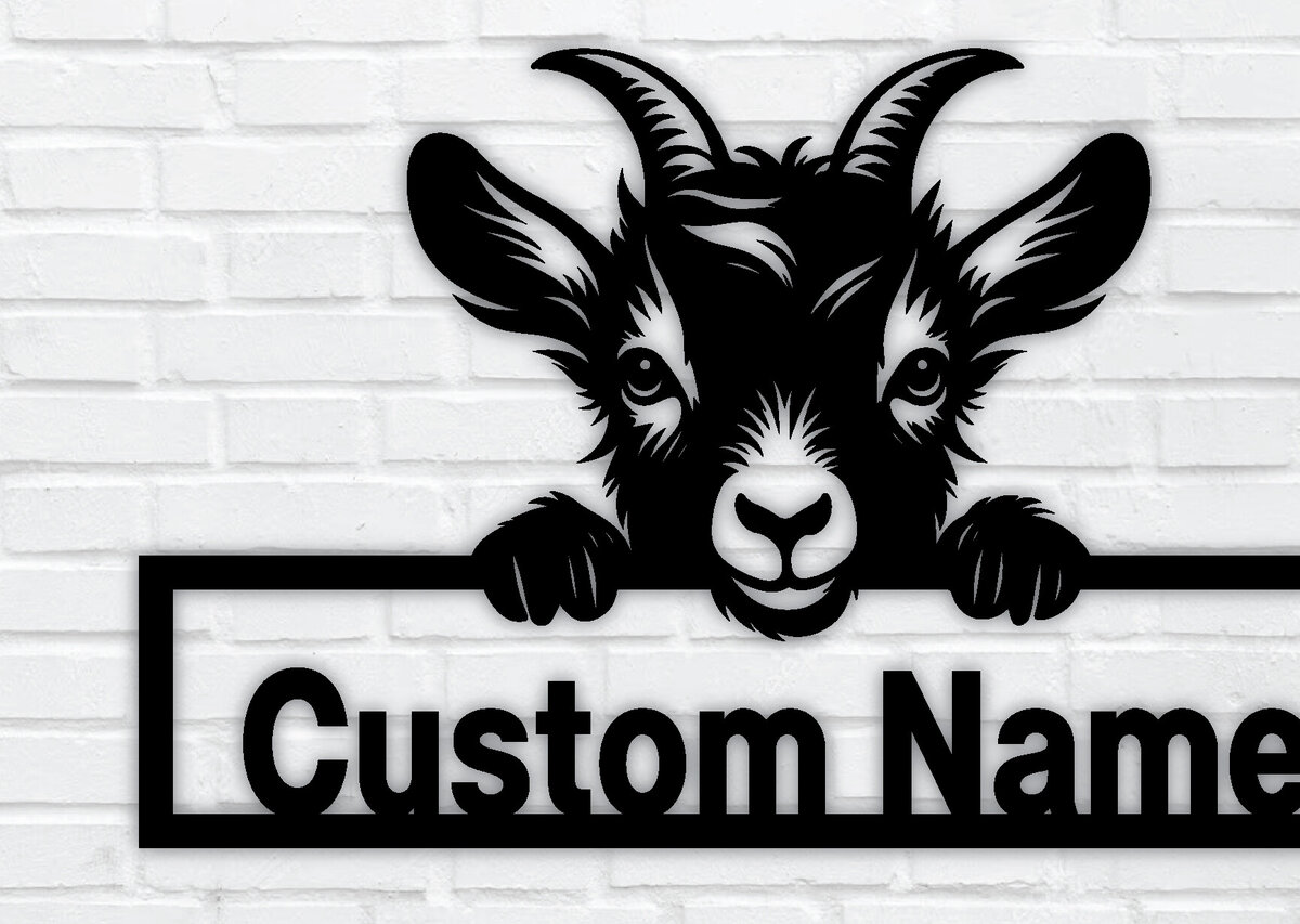 Σετ των 2 Intra απο ξύλο plywood 3mm-4mm πάχος – Κοπή λέιζερ με πινακίδα προσαρμοσμένης ονομασίας Peeking Goats Δίασταση  20x20 cm INTRAFABR-96480662